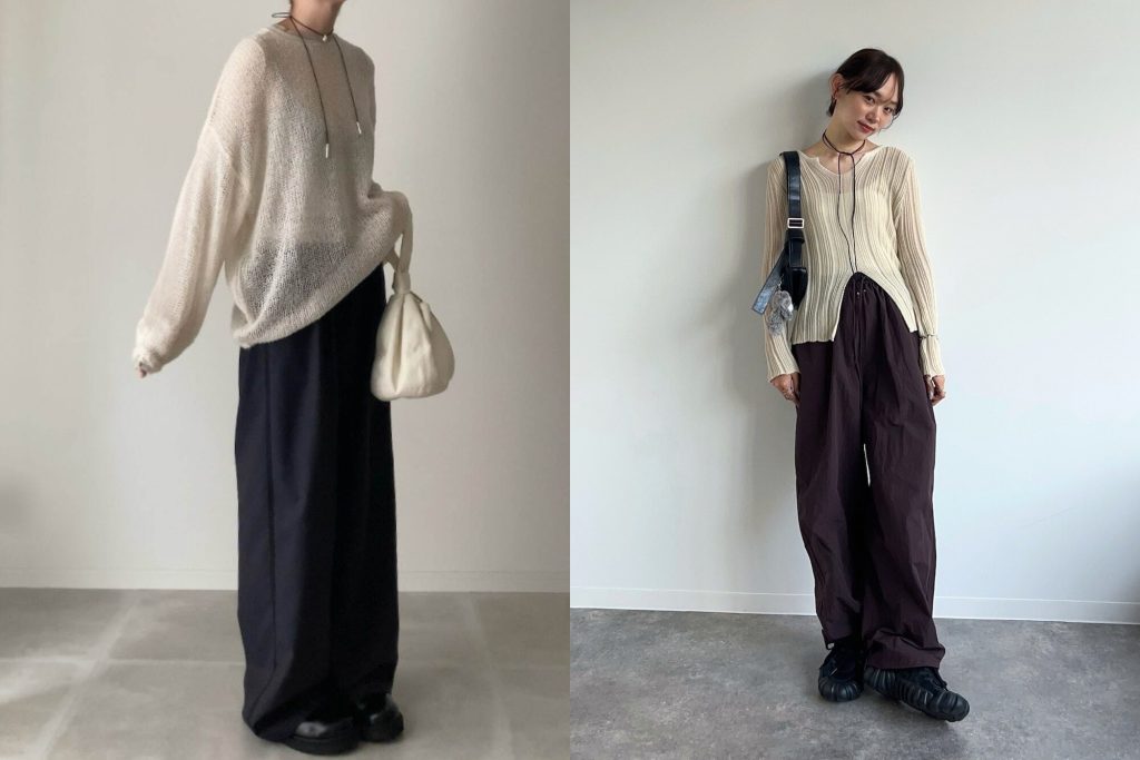 wide leg pants and knit top